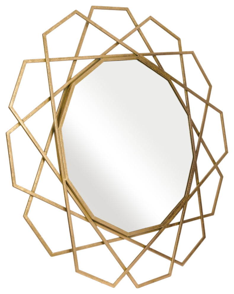 Metal 35" Geometric Mirror, Gold