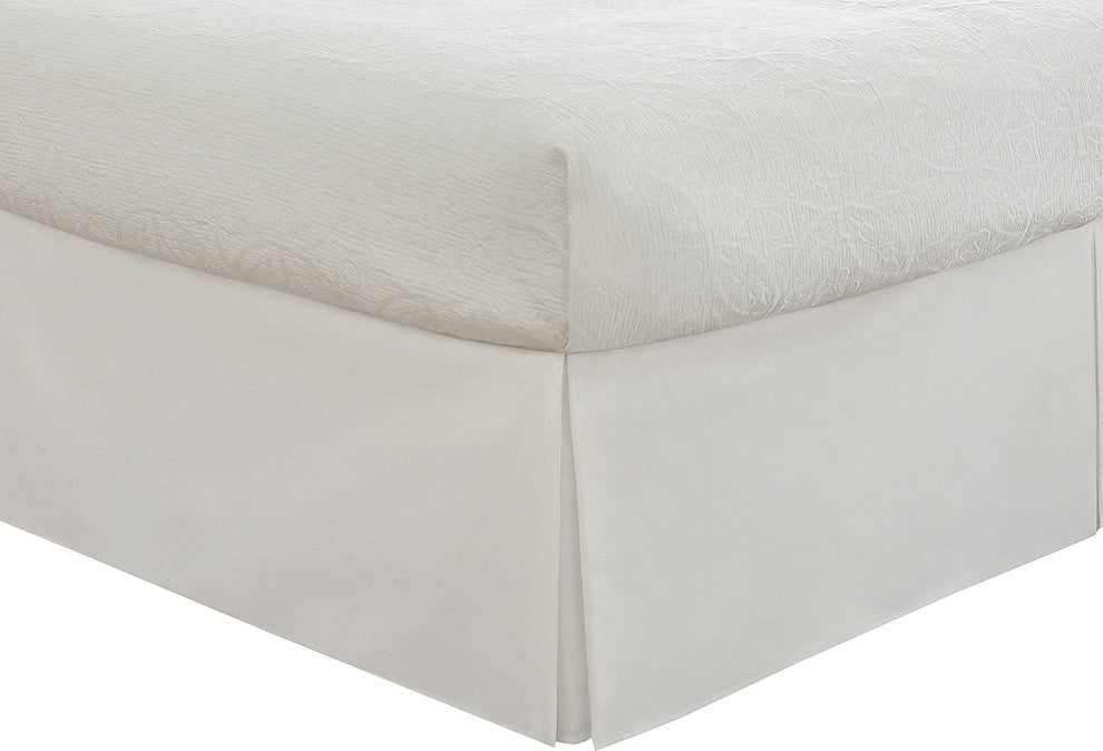 Tailored Long-Staple-Fiber-Durable-Comfortable Bed-Skirt, White, King