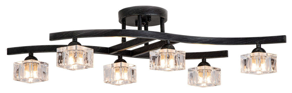 Aviva 6-Light Antique Black Flush Mount With Clear Shades