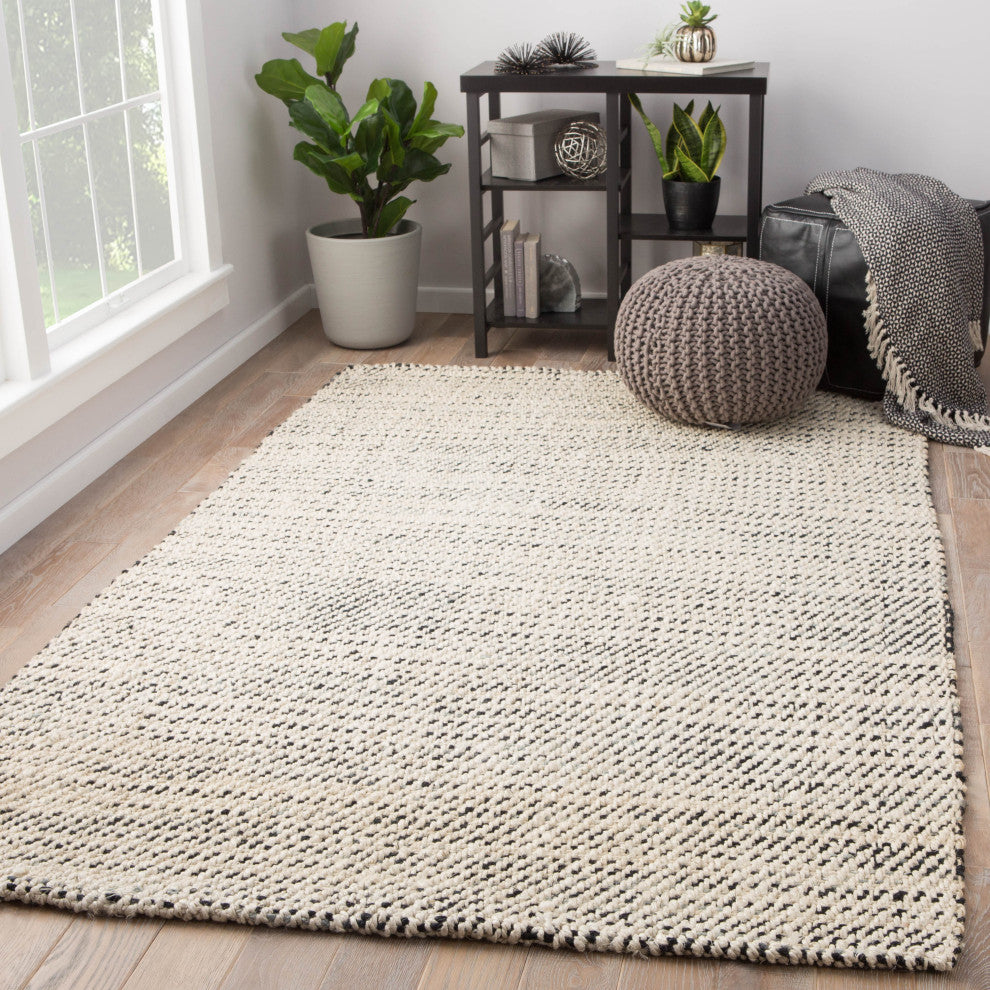 Jaipur Living Almand Natural Solid White/Black Area Rug, 12'x15'