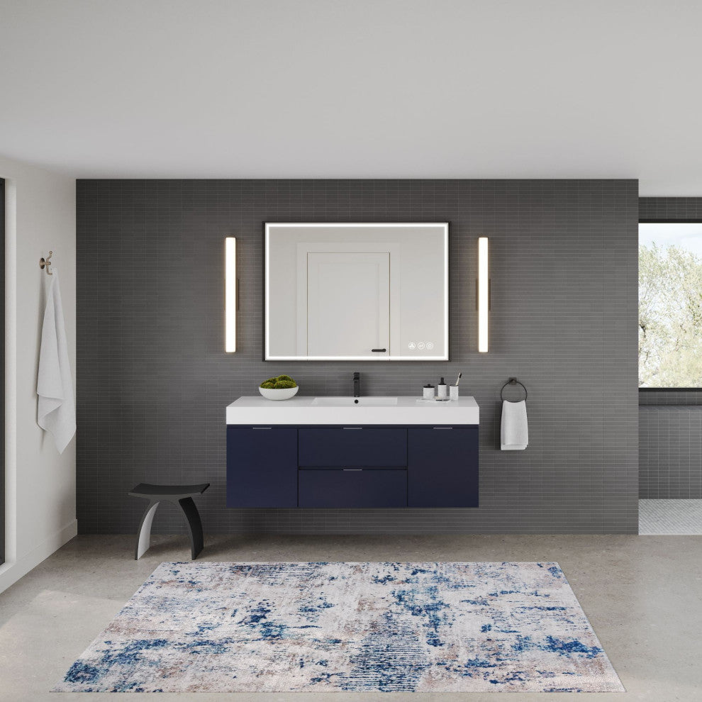 Boutique Bath Vanity, Blue, 60", Single Sink, Freestanding