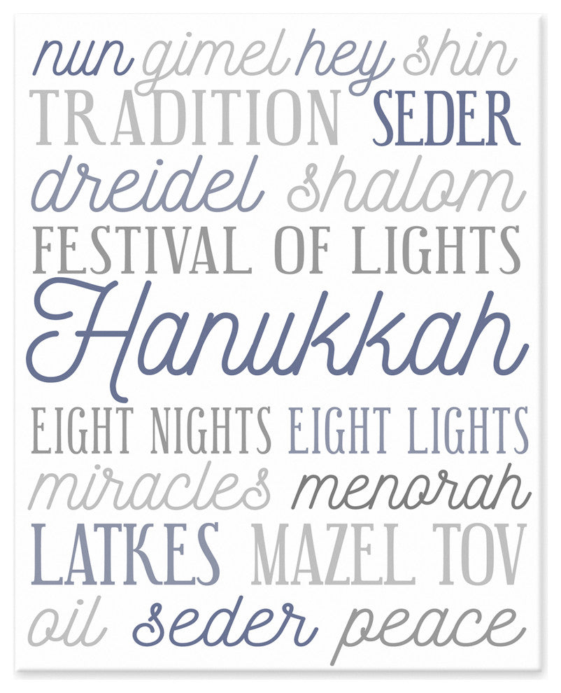 Hanukkah Words 8"x10" Easelback Canvas