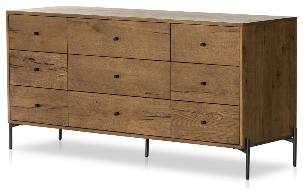 Eaton 9 Drawer Dresser-Amber Oak Resin