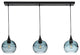 3 Pendant Linear Chandelier, Slate Gray, Matte Black, 4 Watt