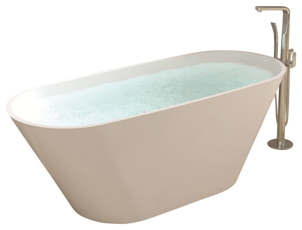 ADM Oval Freestanding Bathtub, White, 70.7", Glossy White