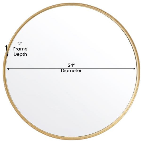 Jennifer Metal Framed Wall Mirror, Gold, 24"