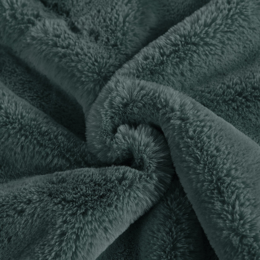 Fox Faux Fur Throw Blanket, Gunmetal, 60''x80''