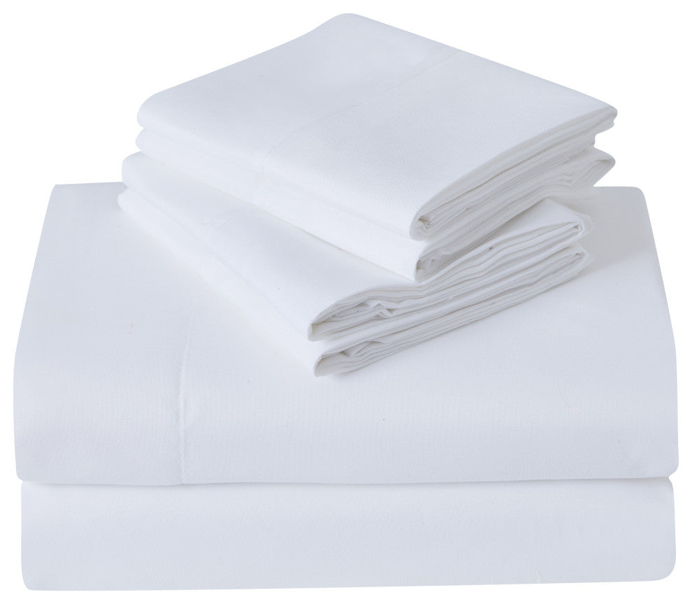 Kathy Ireland 6 Piece Brushed Microfiber Sheet Set, White, Full