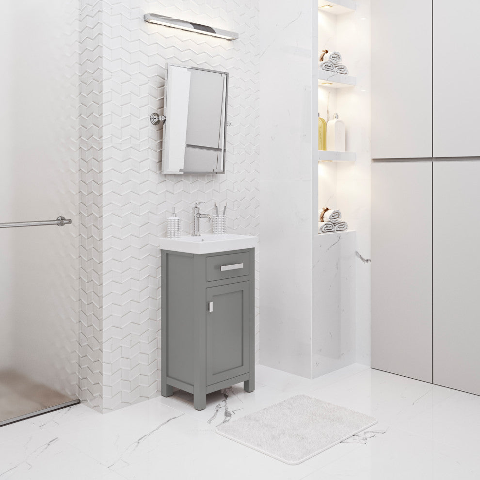 Mia 18 In. Integrated Ceramic Sink Top Vanity in Cashmere Grey with Faucet