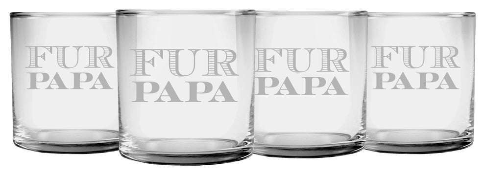 "Fur Papa" Slim Rocks Glasses, Set of 4
