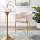 Tufted Counter Stool Chair, Velvet, Metal, Pink, Bar Pub Cafe Bistro Restaurant