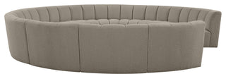 Infinity Black Boucle Fabric Upholstered Arc Shaped Modular Sectional, Brown, 11-Piece, Arc-Shaped