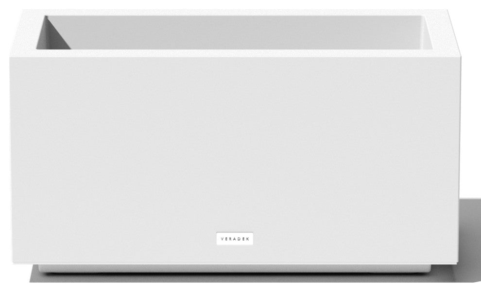 Veradek Block Series Long Box Planter, White, 13"h X 11"w X 25"l