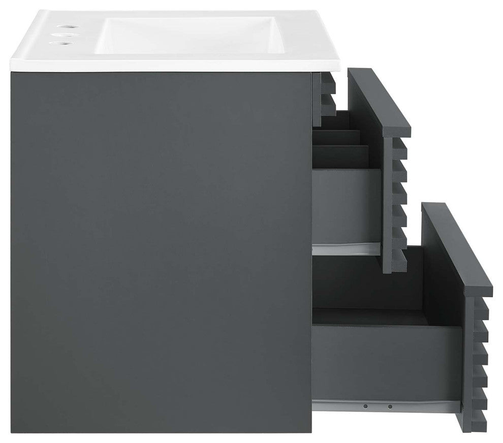 Render 24" Wall-Mount Bathroom Vanity, Gray White