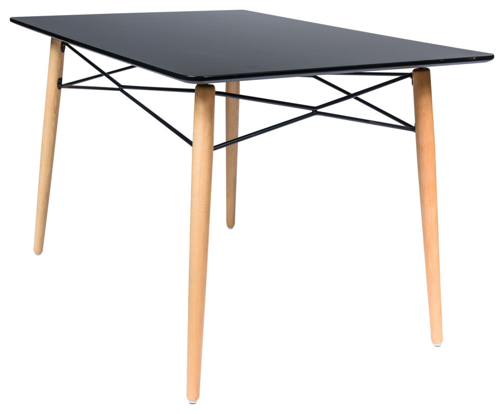 LeisureMod Dover 4Ft Rectangle Wooden Top Dining Table With Natural Wood Eiffel