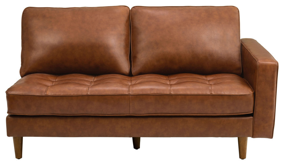Hammond Mid-Century Camel Leather Sectional