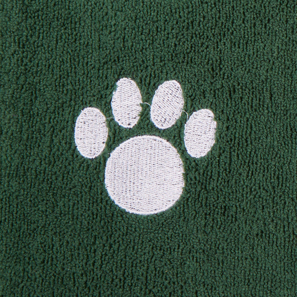 Hunter Green Embroidered Paw Pet Towel