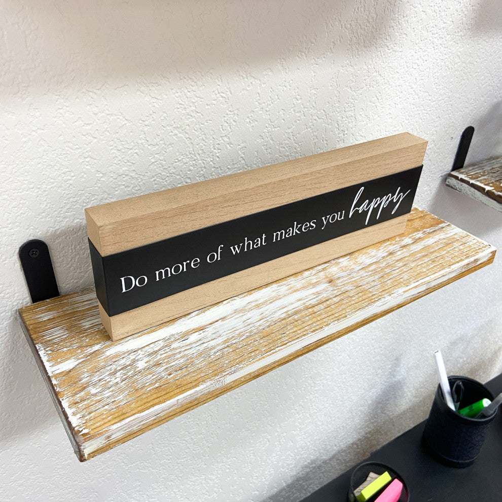 Barn Walls Floating Shelves - Set of 4, Boho Whitewash