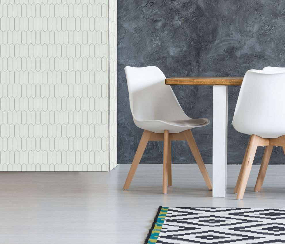 White 12" x 12" Stone Composite Peel & Stick Hexagonal Mosaic Tile, 1 Box