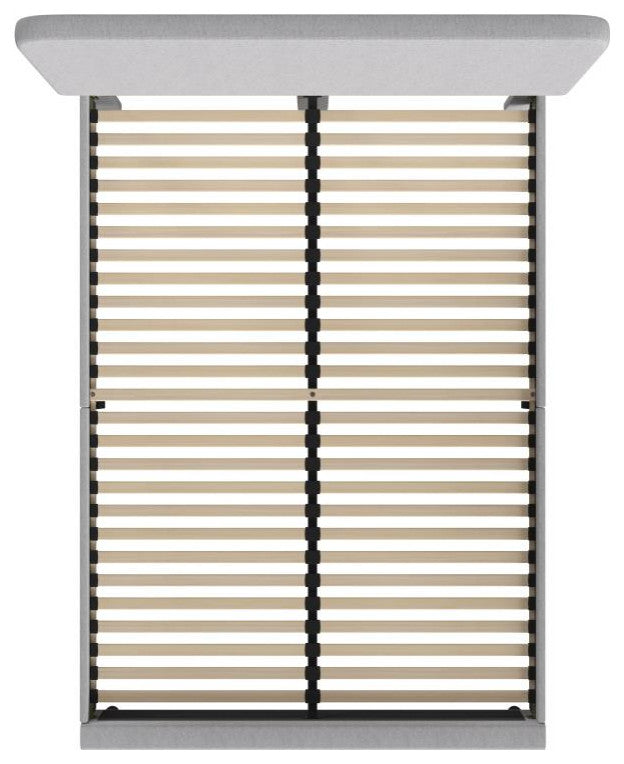 Addison Upholstered Platform Bed - Headboard with Rounded Edges, Light Grey, Queen