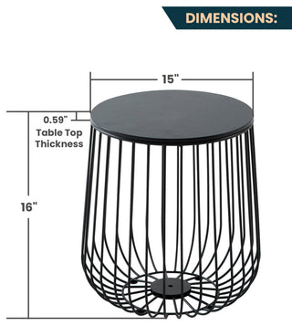 LeisureMod Runswick Modern Wood Top End Table With Metal Base, Black