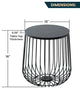 LeisureMod Runswick Modern Wood Top End Table With Metal Base, Black