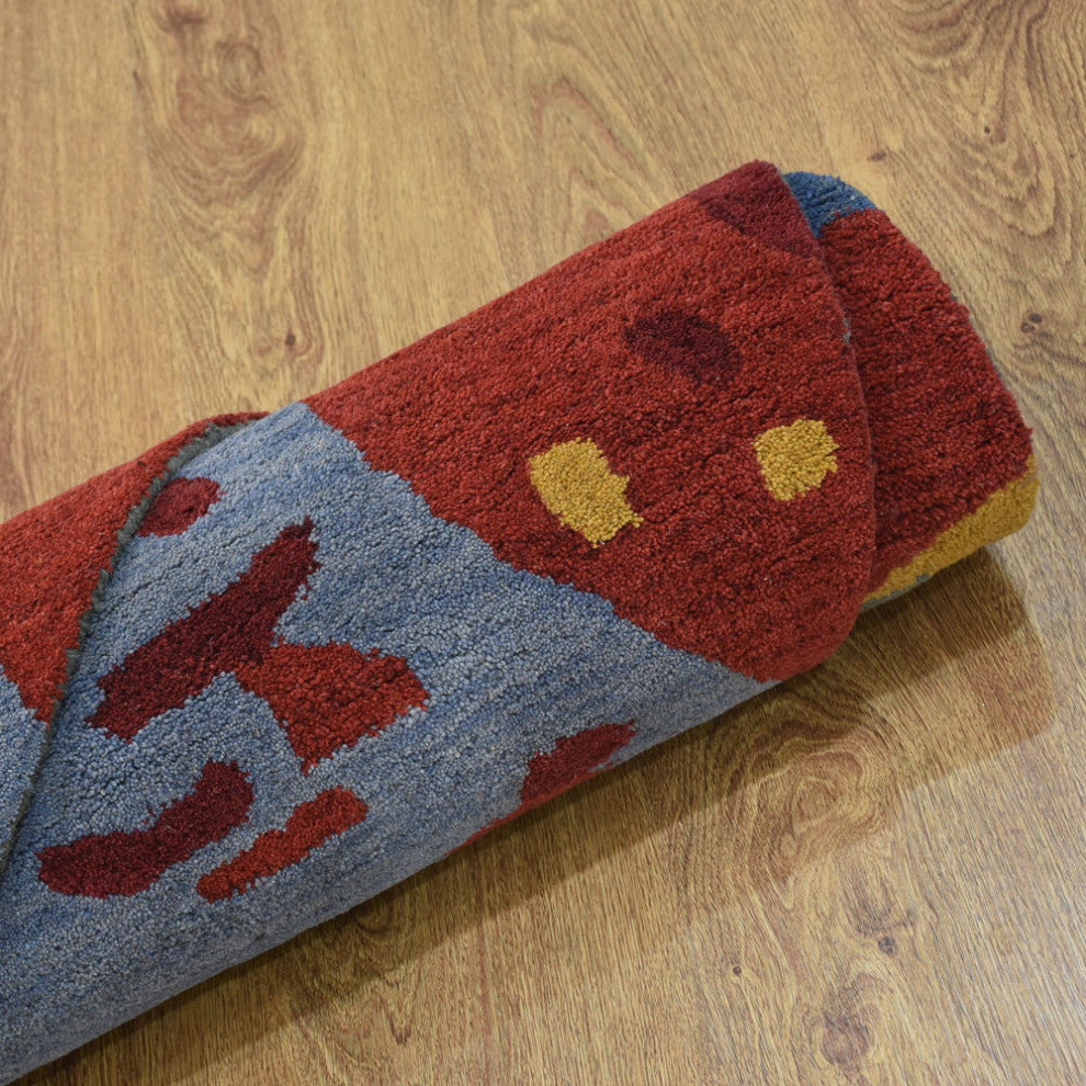 Hand Tufted Wool Area Rug Abstract Multicolor, [Round] 10'x10'