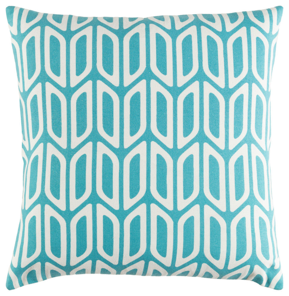 Surya Trudy Teal Pillow Shell With Polyester Insert 18"H X 18"W