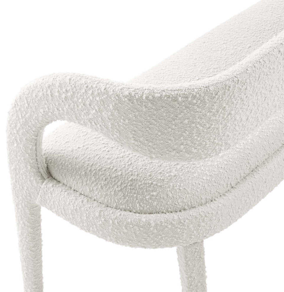 Pinnacle Boucle Fabric Accent Bench, Ivory