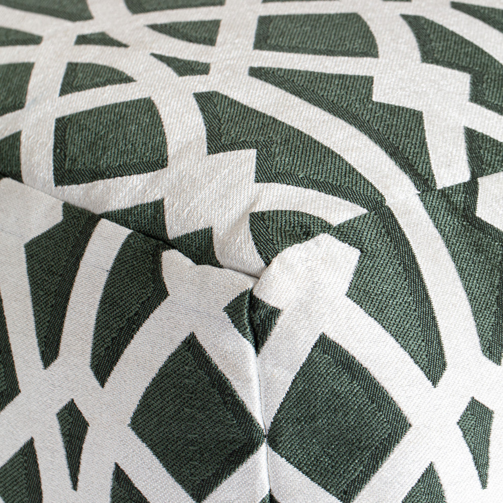 Sark Green 18" x 18" x 18" Green and Ivory Pouf