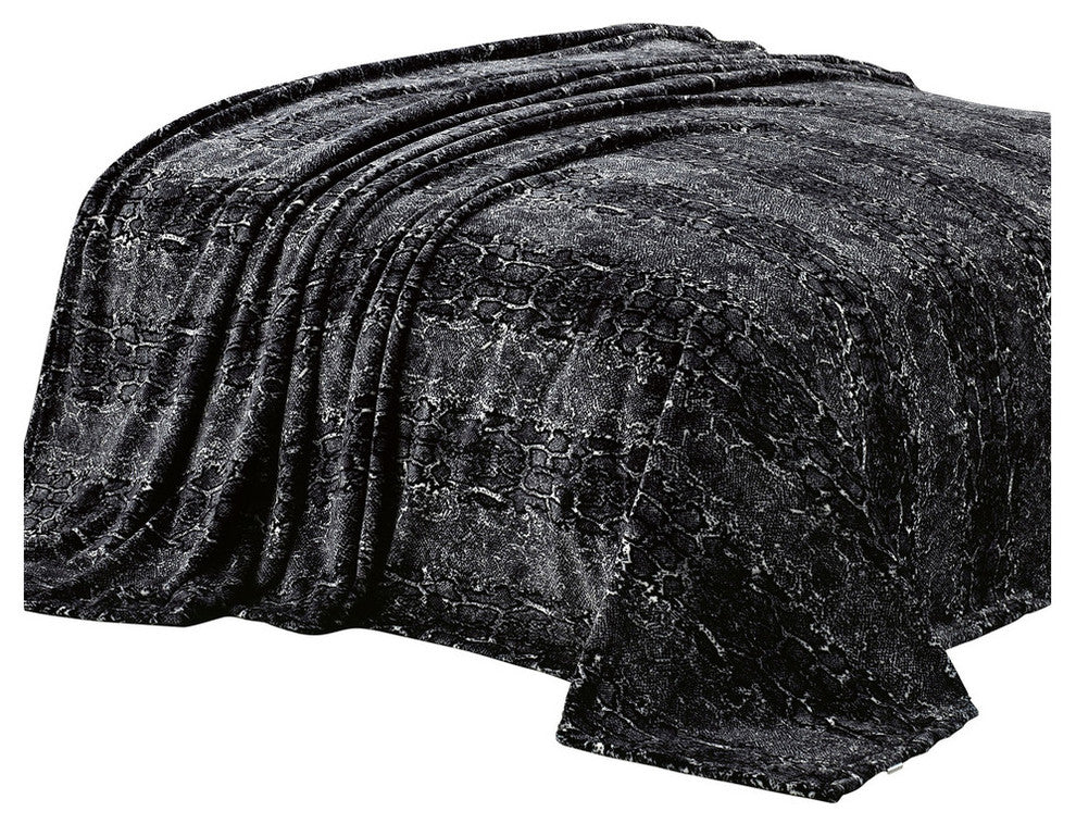 Black Snake Safari Flannel Fleece Blanket, Twin