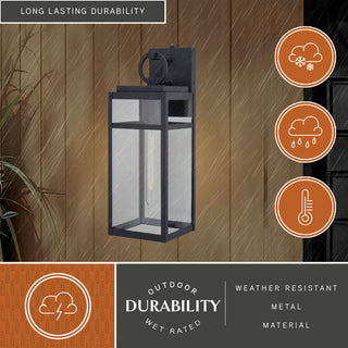 Hubbard 6-in 1 Light Dusk to Dawn Black Outdoor Wall Lantern Clear Glass Shade