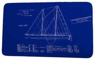 Nantucket Sail Plan Geometric Print Bath Mat, Blue Print Blue, 17"x24"