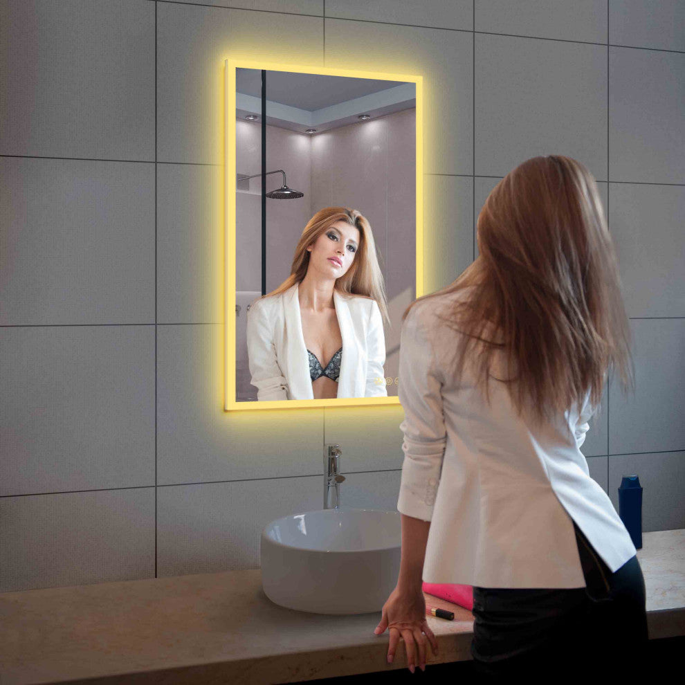 Fogless, Dimmable, Color Temperature Adjustable LED Mirror, 24x36