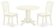 3Pc Dinette Set, Round Table, Two Vertical Slatted Linen Seat Chairs, White