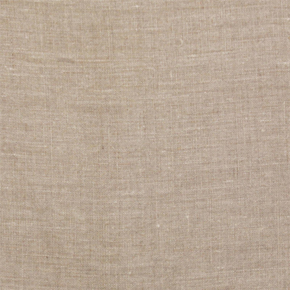 Hand-Finished Linen Ottoman, Natural Brown