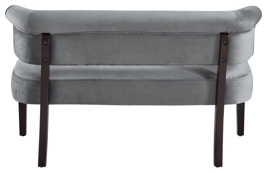 48" Gray And Brown Upholstered Velvet Bench