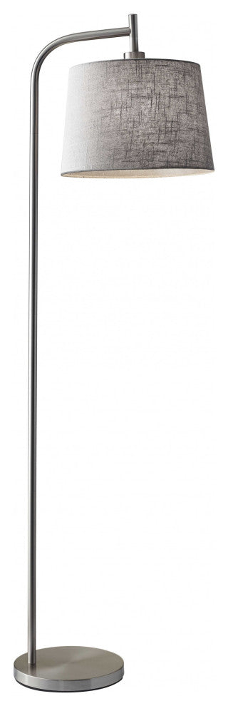 58" Swing Arm Floor Lamp With Gray Drum Shade