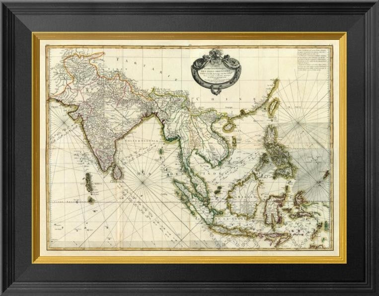 "Composite: Indes, 1771" Framed Canvas Giclee by Rigobert Bonne, 20x16"