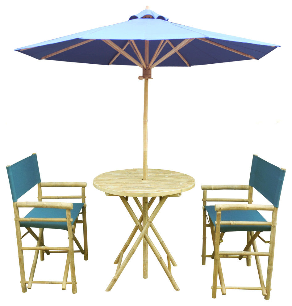 Bamboo 4-Piece Round Table Set, Navy