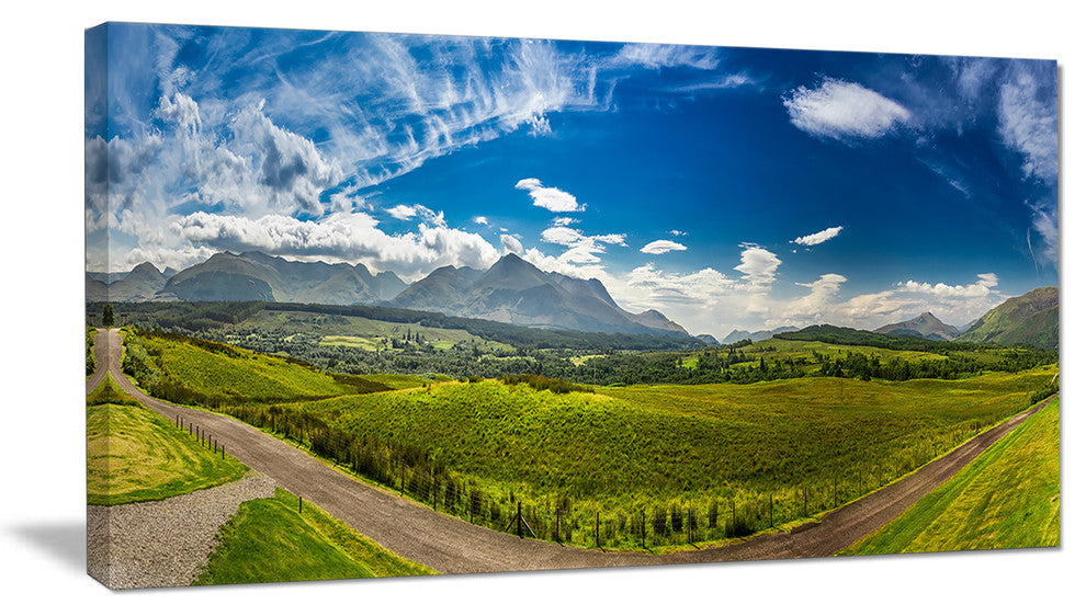 "Scottish Highlands" Panoramic View Landscape Wall Art, 60"x28", 1 Panel