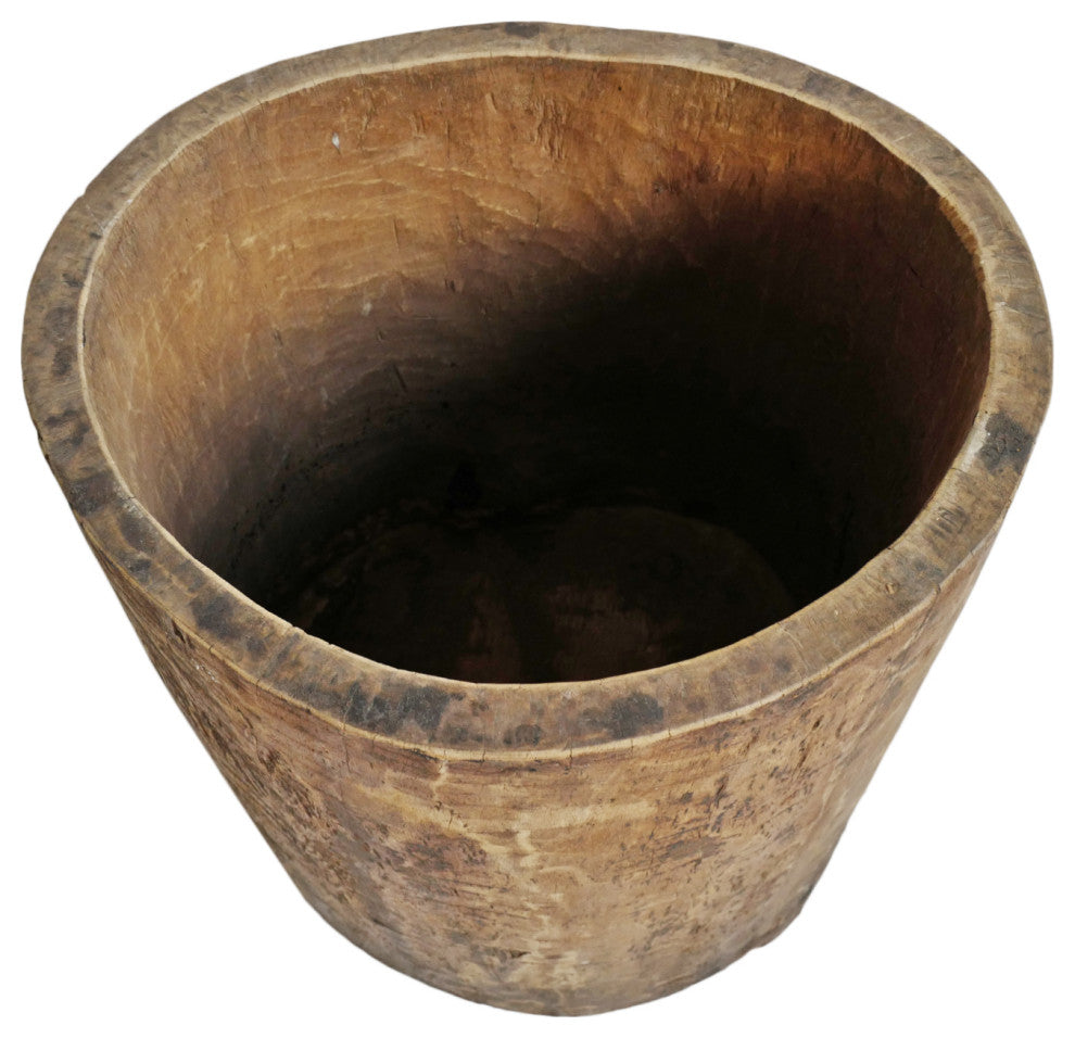 Consigned Old Naga Wood Trunk Pot