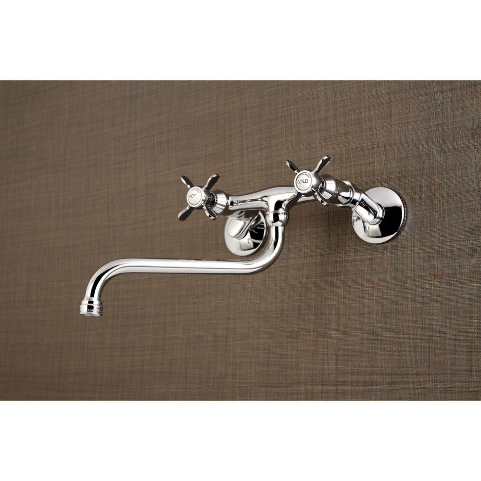 Kingston Brass KS115C Two Handle Wall Mount Bathroom Faucet, Polished Chrome
