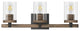 Farmhouse 3-Light Vanity Light Over Mirror With Clear Glass Shade, Brown