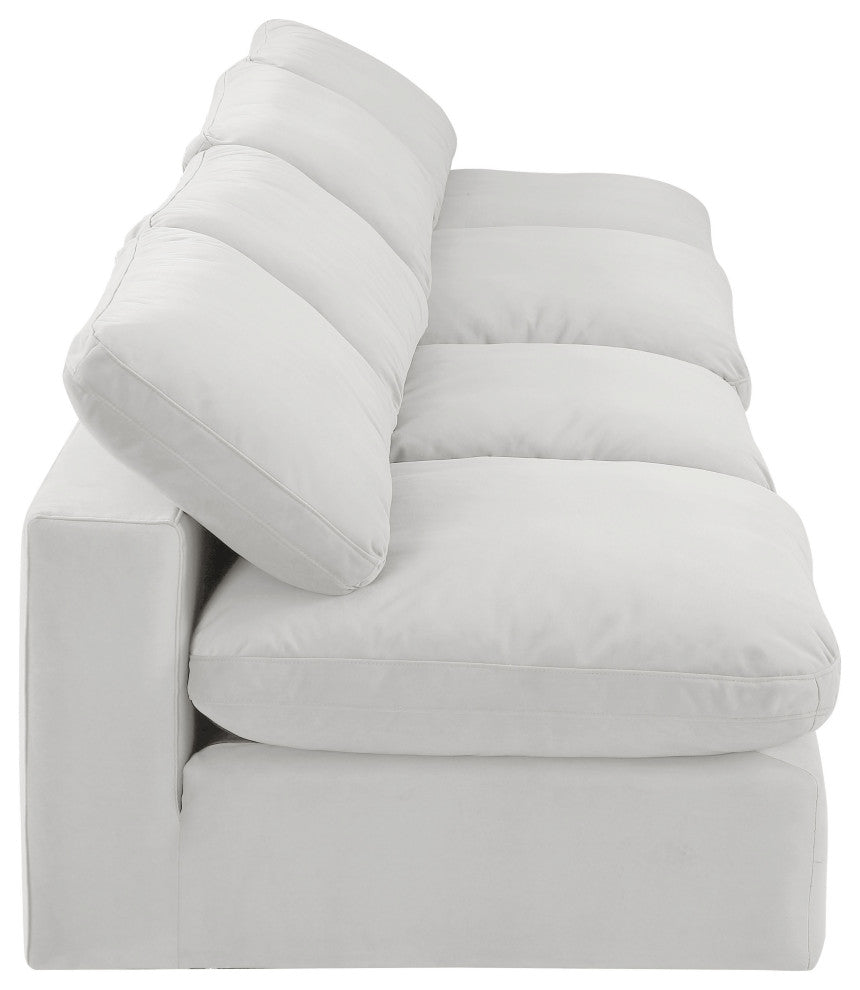 Comfy Upholstered Modular Sofa, Cream, 4-Piece: 4 Armless Chair, Velvet
