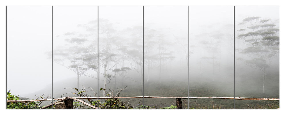 Fogs on Western Ghats Hills, Landscape Canvas Art Print, 70"x28", 6 Panels