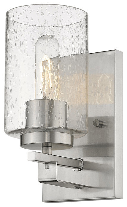 Silver Metal and Textured Glass Wall Sconce