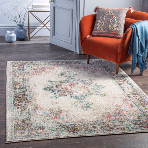Surya Serapi SRP-2311 7'10"x10'6" Rug, Cream/Rose/Pale Pink/Gray/Gray/Navy/Aqua