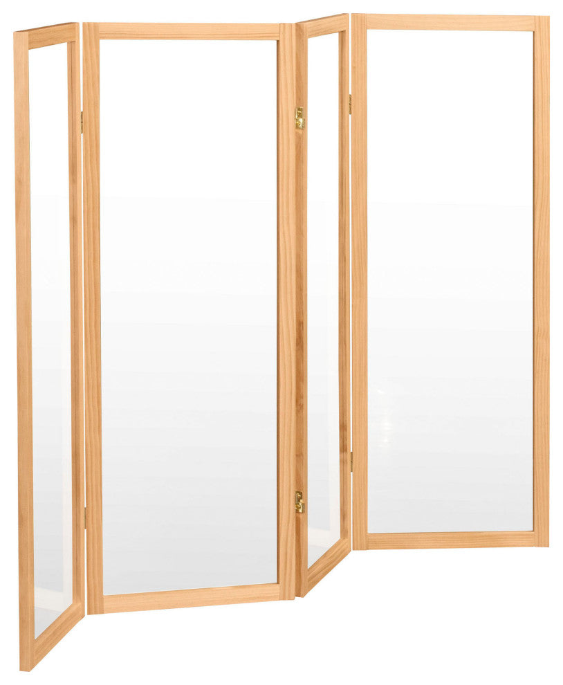4' Tall Clear Screen, Natural, 4 Panel