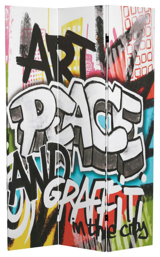 6' Tall Double Sided Graffiti Canvas Room Divider